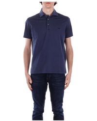 Fay - Tops ,Blauw ,Katoen Polo Shirt Met Logo En Knoopsluiting - Lyst