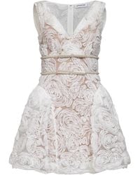 Self-Portrait - Lace Peplum Mini Dress - Lyst