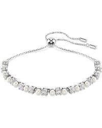 Swarovski - Accessoires ,Grijs ,Armband Matrix Kristal Parel Wit Gerhodineerd 5689633 - Lyst