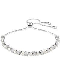 Swarovski - Accessoires ,Grijs ,Armband Matrix Kristal Parel Wit Gerhodineerd 5689633 - Lyst