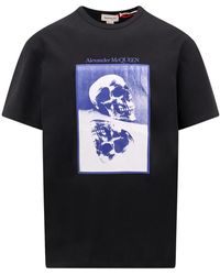Alexander McQueen - Reflektierendes Skull Print Baumwoll T-Shirt - Lyst
