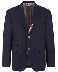 Thom Browne - Klassisches schreibmaschinen-placket-shirt,jackets,blaue baumwolljacke mit tricolor streifen detail - Lyst