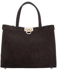 ESTRO - Velours-Tragetasche Mit Goldfarbener Hardware - Lyst