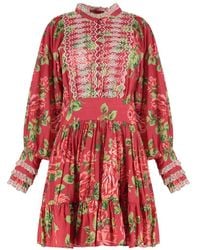 byTiMo - Blumendruck Baumwollkleid Mit Spitze - Lyst