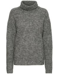 My Essential Wardrobe - Truien & Vesten ,Grijs ,Wol Donkergrijze Gebreide Rolkraagtrui - Lyst