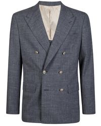 Eleventy - Jassen ,Zwart ,Wol Double-Breasted Tick Pock Filetto Jacket - Lyst
