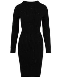 hinnominate - Sequined Rib Mock-Neck Dress - Lyst