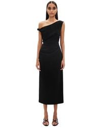 Misha - Kleedjes ,Zwart ,Polyester Gaia Twill Midi Jurk - Lyst
