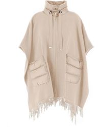 Herno - Jassen ,Wol Wol Kasjmier Poncho Met Quilten - Lyst