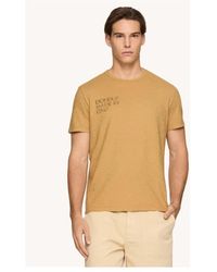 Dondup - Tops ,Bruin ,Flame Jersey Crewneck T-Shirt Met Geprint Logo - Lyst