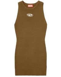 DIESEL - Kleedjes ,Bruin ,Polyester M-Caddix Ribgebreide Jurk - Lyst
