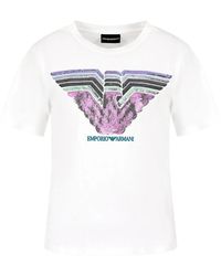 Emporio Armani - Camisetas y polos blancos con lentejuelas - Lyst
