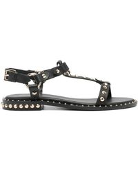 Ash - Schoenen ,Zwart ,Leer Studded Zwarte Leren Platte Schoenen - Lyst