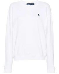Polo Ralph Lauren - Truien & Vesten ,Wit ,Katoen Witte Trui Met Exclusieve Pony Borduring - Lyst