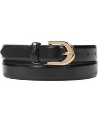 Kazar - Accessoires ,Zwart ,Leer Smalle Zwarte Riem Met Logo-Lus - Lyst