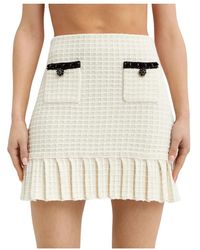 Self-Portrait - Rokken ,Wit ,Pailletten Gebreide Mini Rok Met Pailletten - Lyst