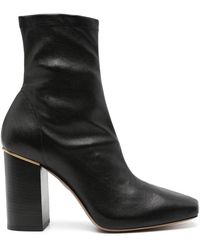 Chloé - Schwarze leder-stiefeletten runde kappe - Lyst