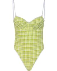FK - Badmode ,Groen ,Groen Geruite Monokini Badpak - Lyst