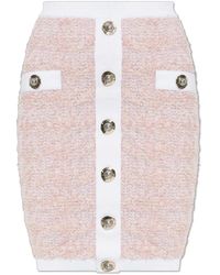 Balmain - Rokken ,Roze ,Tweed Tweed Rok Met Lurex Draad - Lyst