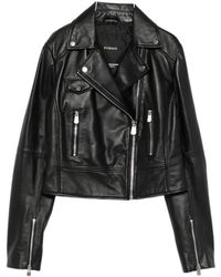 Pinko - Jassen ,Zwart ,Leer Leren Bovenkleding - Lyst