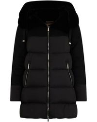 Moorer - Jassen ,Zwart ,Wol Elegante Winterjas Met Hoge Kraag - Lyst