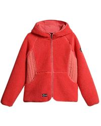 Napapijri - Fitness ,Roze ,Polyester Roze Yupik Fleece Hoodie Met Rits - Lyst