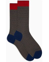 Gallo - Herren Blaue Kurze Baumwollsocken Mit Geometrischem Webmuster - Lyst