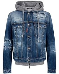 DSquared² - Jassen ,Blauw ,Denim Hooded Blazer - Lyst