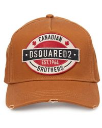 DSquared² - Accessoires ,Oranje ,Katoen Katoenen Baseballpet Met Logo Patch - Lyst