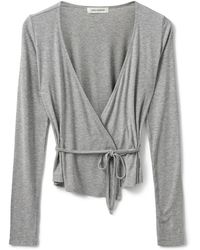 Sofie Schnoor - Wikkelsblouse Grijs Melange Stijlvol - Lyst