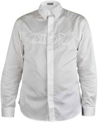 Dior - Overhemden ,Wit ,Katoen Logo Geborduurd Overhemd - Lyst
