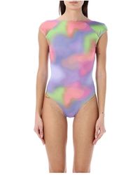 Emporio Armani - Blurred print body swimsuit - Lyst