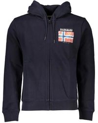 Napapijri - Hoodies & Sweatvesten ,Blauw ,Katoen Blauwe Hoodie Van Katoen Voor Mannen - Lyst