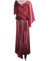 Alberta Ferretti - Kleedjes ,Rood ,Elegante Lange Jurk Met Verfijnde Halslijn - Lyst