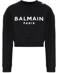 Balmain - Hoodies & Sweatvesten ,Zwart ,Katoen Stijlvolle Sweatshirt Voor Mannen - Lyst