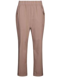 Liu Jo - Broeken ,Polyester Slim-Fit Broek Met Omslag - Lyst