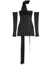 Blumarine - Schwarzes Schnürkleid Mit Drapierung - Lyst