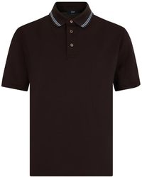 Herno - Tops ,Bruin ,Katoen Polo Met Korte Mouwen Van Katoen - Lyst