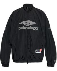 Balenciaga - Jassen ,Zwart ,Katoen Stand-Up Collar Jacket - Lyst
