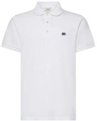 Etro - Tops ,Wit ,Katoen Piqué Polo Shirt Van Katoen Met Pegaso-Borduursel - Lyst