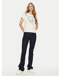 Guess - Kurzarm Rhinestone Logo T-Shirt - Lyst