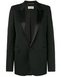 Saint Laurent - Tube tuxedo jacket in grain de poudre - Lyst