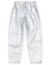 Ganni - Jeans bianchi foil stary - Lyst
