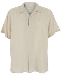 Calvin Klein - Overhemden ,Wit ,Linnen Camp Collar Solid Linen Shirt - Lyst