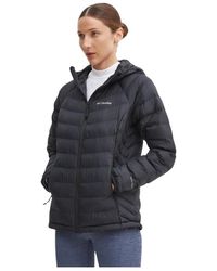 Columbia - Fitness ,Zwart ,Leer Powder Lite Ii Hooded Jacket - Lyst