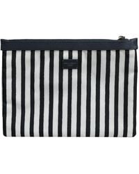 Dolce & Gabbana - Schwarze Weiße Gestreifte Logo Clutch Tasche - Lyst