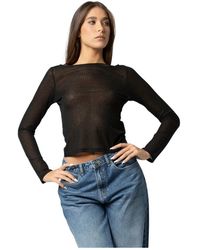 Kocca - Tops ,Zwart ,Chique Semi-Transparante T-Shirt Met Lange Mouwen - Lyst