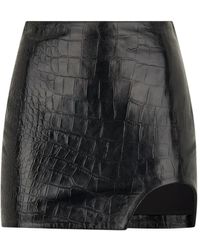 Patrizia Pepe - Falda de cuero negro con abertura lateral - Lyst