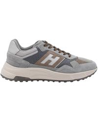 Hogan - Grijze Leren Sneakers Ronde Neus - Lyst