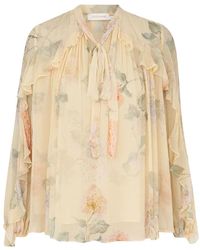 Zimmermann - Top Met Bloemenprint En Ruches - Lyst